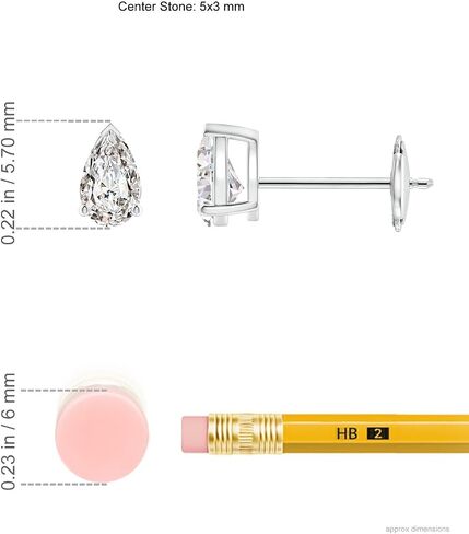 ANGARA Natural Pear-Shaped Diamond Solitaire Stud Earrings in 14K Solid Gold/Platinum | April Birthstone, Birthday, Engagement, Anniversary, Wedding Jewelry Gift for Women in Saudi Arabia