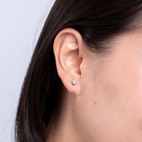 ANGARA Natural Pear-Shaped Diamond Solitaire Stud Earrings in 14K Solid Gold/Platinum | April Birthstone, Birthday, Engagement, Anniversary, Wedding Jewelry Gift for Women in Saudi Arabia