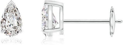 ANGARA Natural Pear-Shaped Diamond Solitaire Stud Earrings in 14K Solid Gold/Platinum | April Birthstone, Birthday, Engagement, Anniversary, Wedding Jewelry Gift for Women in Saudi Arabia