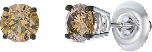 Le Vian 1 or 1 1/2 Carat Chocolate Diamond Round Stud Earrings for Women - 14k Gold Studs for Her (Brown, 1.00 or 1.50 cttw) 4-Prong Setting Round Diamond Earrings - Screw Back Studs in Saudi Arabia