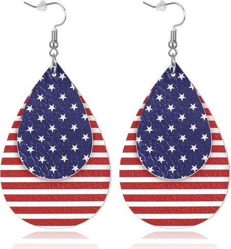 Fullive 4th of July Earrings, Patriotic Dangle Stud for Women, Hypoallergenic Hook Fourth of July Jewelry USA Accessories in Saudi Arabia