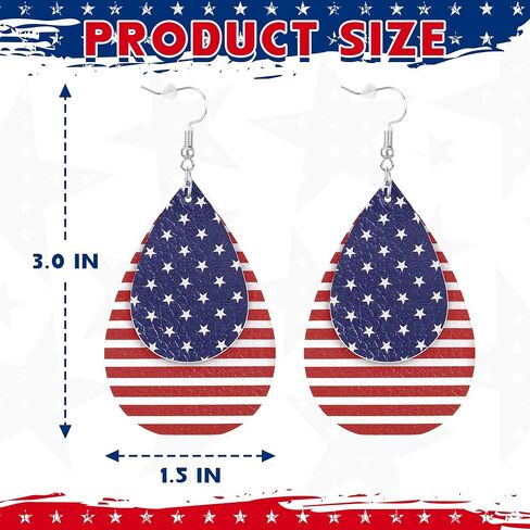 Fullive 4th of July Earrings, Patriotic Dangle Stud for Women, Hypoallergenic Hook Fourth of July Jewelry USA Accessories in Saudi Arabia