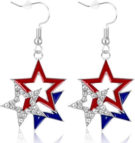 Fullive 4th of July Earrings, Patriotic Dangle Stud for Women, Hypoallergenic Hook Fourth of July Jewelry USA Accessories in Saudi Arabia