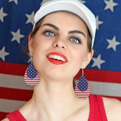 Fullive 4th of July Earrings, Patriotic Dangle Stud for Women, Hypoallergenic Hook Fourth of July Jewelry USA Accessories in Saudi Arabia