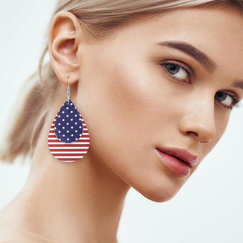 Fullive 4th of July Earrings, Patriotic Dangle Stud for Women, Hypoallergenic Hook Fourth of July Jewelry USA Accessories in Saudi Arabia