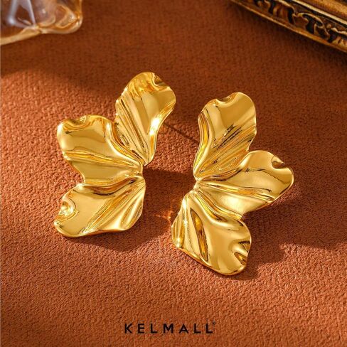 KELMALL Large Wire Frame Flower Hoops Earring for Women Big Lines Blossom Exaggerate Hoop Earrings Lightweight Hypoallergenic in Saudi Arabia