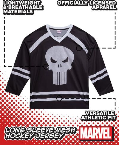Marvel Men's Long Sleeve Mesh Hockey Jersey - Spider-Man, Punisher, and Mickey Graphic Hockey Jerseys for Men (Sizes: S-XL) in Saudi Arabia