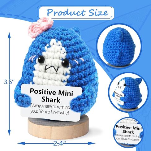 Positive Crochet Shark, Cute Animal Gifts Desk Decor for Shark Lover, Inspirational Birthday Gifts for Women Men Collectible Dolls in Kuwait