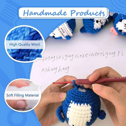 Positive Crochet Shark, Cute Animal Gifts Desk Decor for Shark Lover, Inspirational Birthday Gifts for Women Men Collectible Dolls in Kuwait