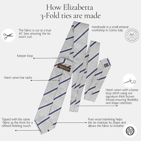 Elizabetta Men's Extra Long Italian Silk Ties - Handmade XL Neckties - Printed Silk Ties in Kuwait