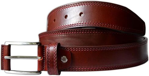 Mens Plain Italian Bullhide Leather Belt with Double Stitch in Saudi Arabia