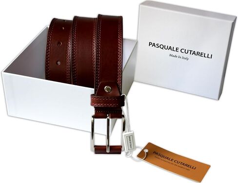 Mens Plain Italian Bullhide Leather Belt with Double Stitch in Saudi Arabia
