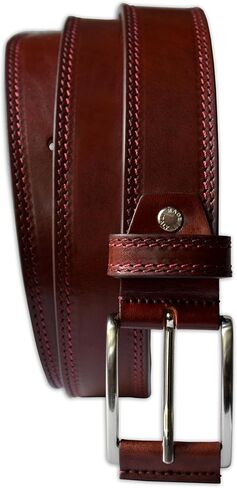 Mens Plain Italian Bullhide Leather Belt with Double Stitch in Saudi Arabia