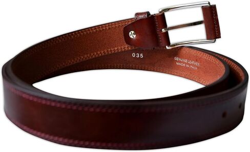 Mens Plain Italian Bullhide Leather Belt with Double Stitch in Saudi Arabia