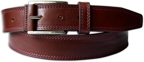 Mens Plain Italian Bullhide Leather Belt with Double Stitch in Saudi Arabia