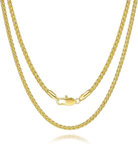 MONA MILANI Necklace Chains 14K Gold Necklace for Women & Mens Chain Necklaces for Women Trendy Franco Chains Foxtail 14K Gold Chain for Men Womens Jewelry for Womens 2.5mm 16-30in in Saudi Arabia