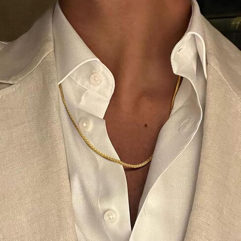 MONA MILANI Necklace Chains 14K Gold Necklace for Women & Mens Chain Necklaces for Women Trendy Franco Chains Foxtail 14K Gold Chain for Men Womens Jewelry for Womens 2.5mm 16-30in in Saudi Arabia