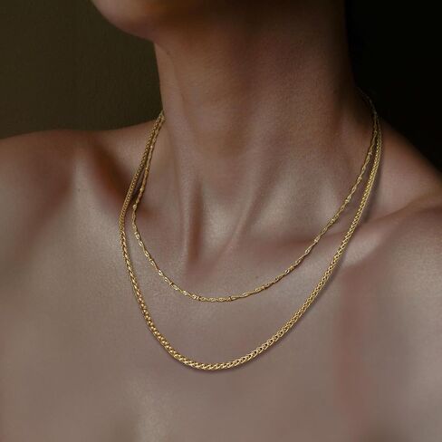 MONA MILANI Necklace Chains 14K Gold Necklace for Women & Mens Chain Necklaces for Women Trendy Franco Chains Foxtail 14K Gold Chain for Men Womens Jewelry for Womens 2.5mm 16-30in in Saudi Arabia