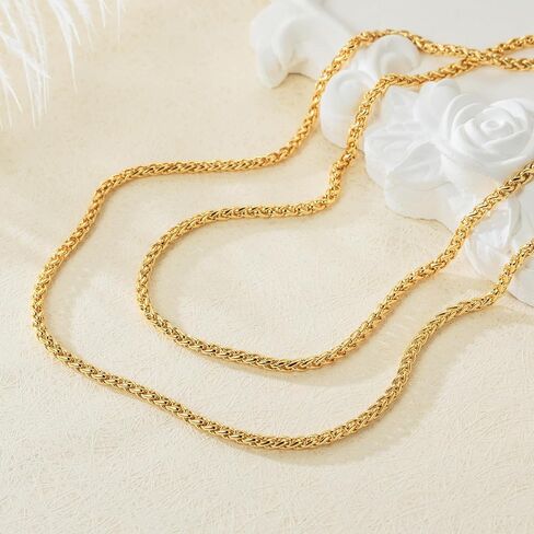 MONA MILANI Necklace Chains 14K Gold Necklace for Women & Mens Chain Necklaces for Women Trendy Franco Chains Foxtail 14K Gold Chain for Men Womens Jewelry for Womens 2.5mm 16-30in in Saudi Arabia