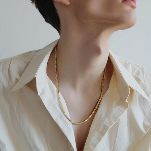 MONA MILANI Necklace Chains 14K Gold Necklace for Women & Mens Chain Necklaces for Women Trendy Franco Chains Foxtail 14K Gold Chain for Men Womens Jewelry for Womens 2.5mm 16-30in in Saudi Arabia