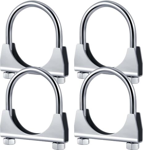4 Pcs 2-1/2" Exhaust Clamp Heavy Duty U-bolt Exhaust Clamp - Saddle Design Muffler Pipe Connector, Tip Hook Clip, Galvanized Iron, Fits 2.5" Od Pipes in Saudi Arabia