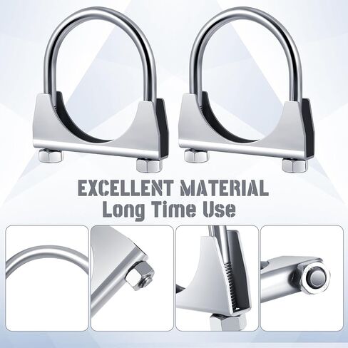 4 Pcs 2-1/2" Exhaust Clamp Heavy Duty U-bolt Exhaust Clamp - Saddle Design Muffler Pipe Connector, Tip Hook Clip, Galvanized Iron, Fits 2.5" Od Pipes in Saudi Arabia