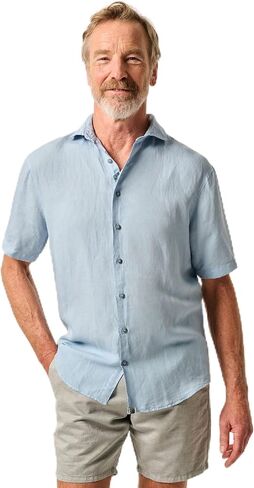johnnie-O Short Sleeve Hangin' Out Linen Button Down Shirt - Gianni in Saudi Arabia