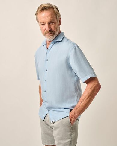 johnnie-O Short Sleeve Hangin' Out Linen Button Down Shirt - Gianni in Saudi Arabia