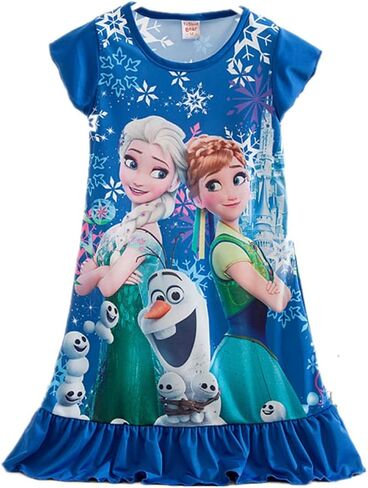 US Ship Little Girls Elsa Snow Queen Dress Toddler Kids Pajamas Dress Night Gown Anna Princess Clothes in Saudi Arabia