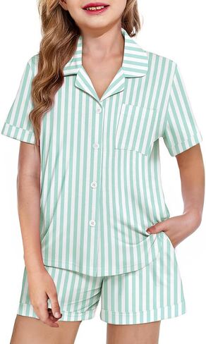 Arshiner Girls Pajamas Summer Outfit Kids Shorts Sets Button Down Loungewear Pjs in Saudi Arabia