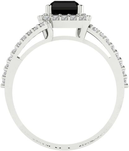 2.1 ct Emerald Cut Natural Onyx 14k White Gold Halo Solitaire with Accents Wedding Engagement Bridal Promise Ring in Saudi Arabia