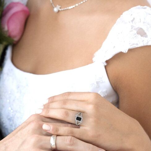 2.1 ct Emerald Cut Natural Onyx 14k White Gold Halo Solitaire with Accents Wedding Engagement Bridal Promise Ring in Saudi Arabia