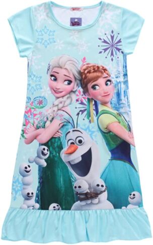 US Ship Little Girls Elsa Snow Queen Dress Toddler Kids Pajamas Dress Night Gown Anna Princess Clothes in Saudi Arabia