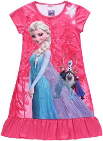 US Ship Little Girls Elsa Snow Queen Dress Toddler Kids Pajamas Dress Night Gown Anna Princess Clothes in Saudi Arabia