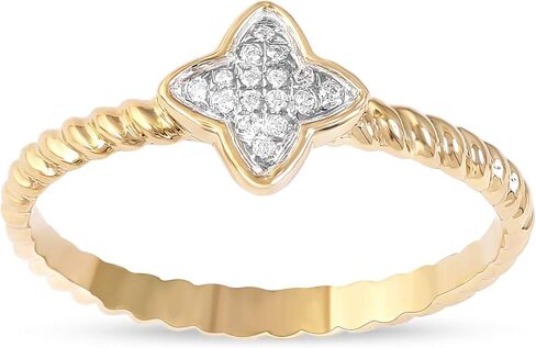 DZON Sterling Silver 1/20 CT. TDW Diamond Flower Shape Cluster Promise Ring Love Gift for Women (I-J, I2) in Saudi Arabia
