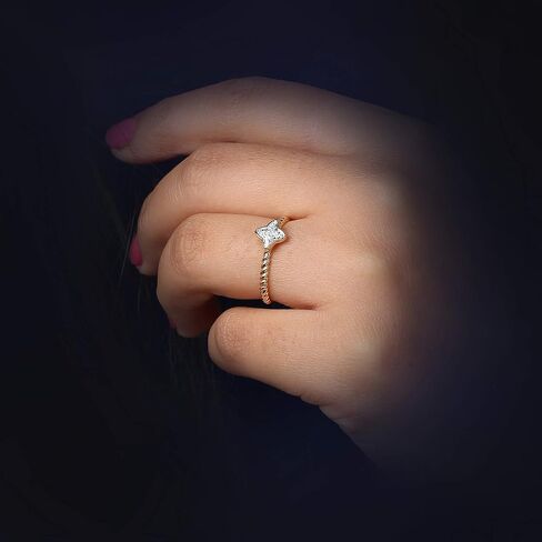 DZON Sterling Silver 1/20 CT. TDW Diamond Flower Shape Cluster Promise Ring Love Gift for Women (I-J, I2) in Saudi Arabia
