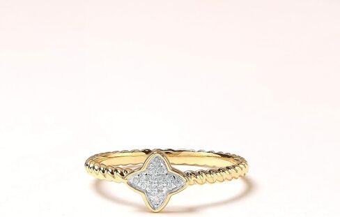 DZON Sterling Silver 1/20 CT. TDW Diamond Flower Shape Cluster Promise Ring Love Gift for Women (I-J, I2) in Saudi Arabia