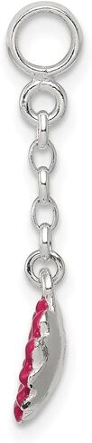925 Sterling Silver Pink Enamel Flower CZ 1/2' Dangle Enhancer Pendant (L- 27 mm, W- 9 mm) Gift for Women, AFJ-QG-QN101 in Saudi Arabia