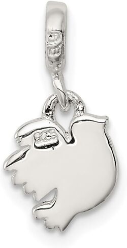 925 Sterling Silver Polished Bird Enhancer Pendant (L- 15 mm, W- 7 mm) in Saudi Arabia