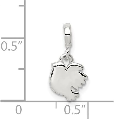 925 Sterling Silver Polished Bird Enhancer Pendant (L- 15 mm, W- 7 mm) in Saudi Arabia