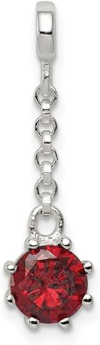 Mother's Day Gift 925 Sterling Silver Dark Red CZ 1/2' Dangle Enhancer Pendant (L- 26 mm, W- 8 mm) Gift for Women, AFJ-QG-QN129 in Saudi Arabia