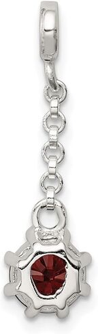 Mother's Day Gift 925 Sterling Silver Dark Red CZ 1/2' Dangle Enhancer Pendant (L- 26 mm, W- 8 mm) Gift for Women, AFJ-QG-QN129 in Saudi Arabia