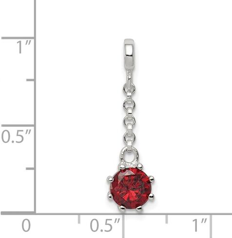 Mother's Day Gift 925 Sterling Silver Dark Red CZ 1/2' Dangle Enhancer Pendant (L- 26 mm, W- 8 mm) Gift for Women, AFJ-QG-QN129 in Saudi Arabia