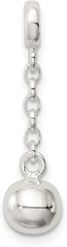 Mother's Day Gift 925 Sterling Silver Polished Bead 1/2' Dangle Enhancer Pendant (L- 23 mm, W- 6 mm) Gift for Women, AFJ-QG-QN125 in Saudi Arabia