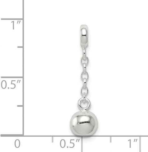 Mother's Day Gift 925 Sterling Silver Polished Bead 1/2' Dangle Enhancer Pendant (L- 23 mm, W- 6 mm) Gift for Women, AFJ-QG-QN125 in Saudi Arabia
