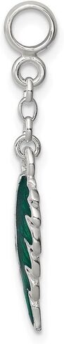 925 Sterling Silver Green Enameled Leaf 1/2' Dangle Enhancer Pendant (L- 31 mm, W- 7 mm) Gift for Women, AFJ-QG-QN164 in Saudi Arabia