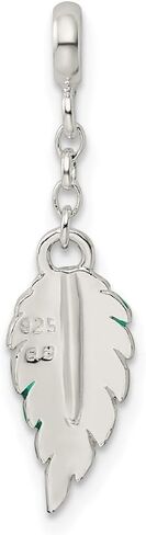 925 Sterling Silver Green Enameled Leaf 1/2' Dangle Enhancer Pendant (L- 31 mm, W- 7 mm) Gift for Women, AFJ-QG-QN164 in Saudi Arabia