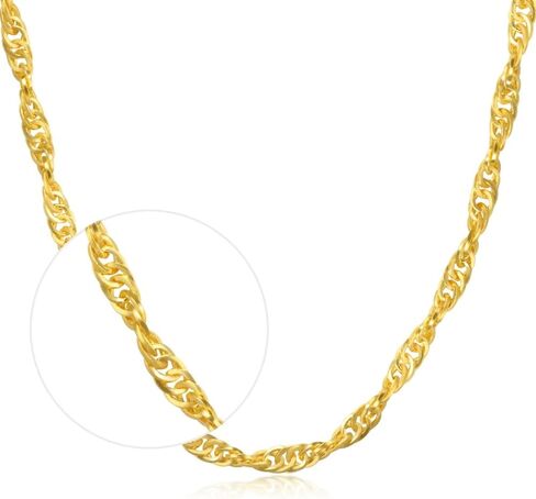 Sang Sang Sang 999.9 24K Solid Gold Price-By-Roight Gold Twisted ، Singapore Chain Necklace 64425N in Saudi Arabia