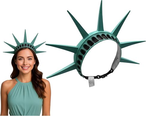 Nicky Bigs Novelties Statue of Liberty Headband Crown Tiara USA Teal Green 7‑Spike Latex Headpiece with Adjustable Elastic Strap Lightweight One‑Size Patriotic American Cosplay in Saudi Arabia