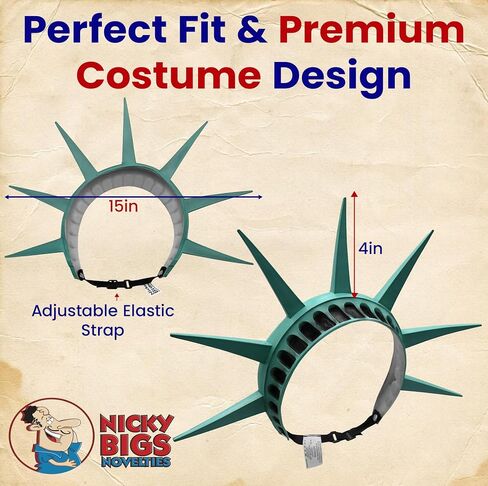 Nicky Bigs Novelties Statue of Liberty Headband Crown Tiara USA Teal Green 7‑Spike Latex Headpiece with Adjustable Elastic Strap Lightweight One‑Size Patriotic American Cosplay in Saudi Arabia
